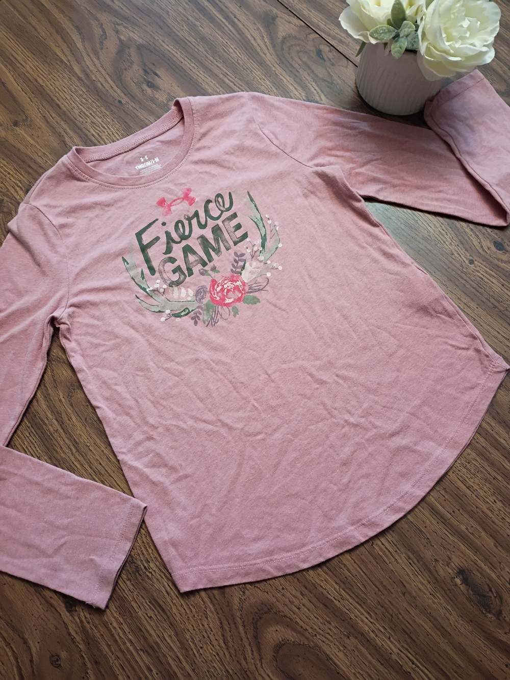 Under Armour Mauve Pink Long Sleeve 'Fierce Game' Graphic Tee Size Youth Medium